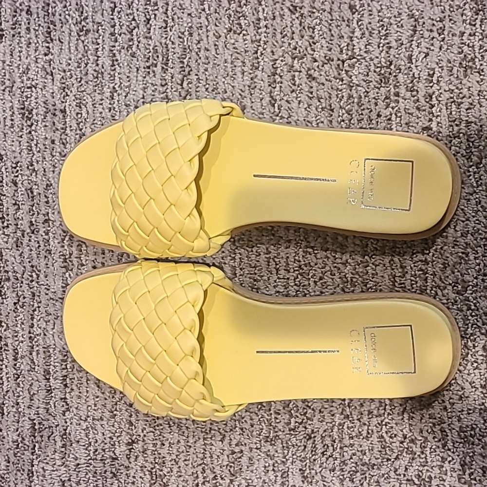 Yellow braided flats
